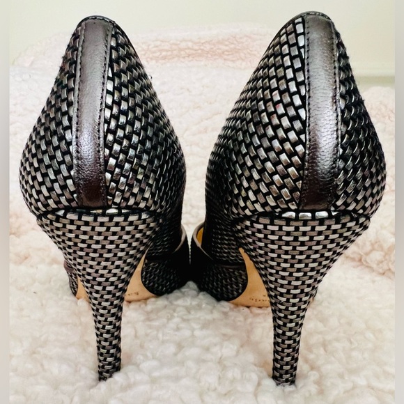 Kate Spade Metallic Gunmetal Woven textured Women's Heels Size 7.5 - Picture 2 of 9